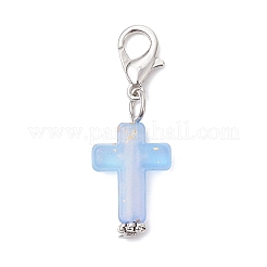 プラスチック製の十字架ペンダント装飾  亜鉛合金カニカン付き  ミックスカラー  32~33mm&nbsp;HJEW-JM04519