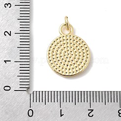 蜂のチャームが付いたフラットラウンドの真鍮製ペンダント  長持ちメッキ  ラックめっき  鉛フリー＆カドミウムフリー  丸カン付き  18KGP本金メッキ  19x15x2mm  穴：3mm&nbsp;KK-H529-58B-G