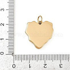 304ステンレスペンダント  丸カン付き  ハートチャーム  ゴールドカラー  19x18.5x3.5mm  穴：4.5mm&nbsp;STAS-K307-02A-G