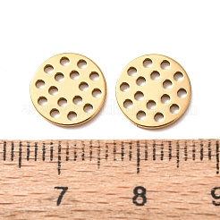 中空304ステンレススチールチャーム  フラットラウンド  イオンプレーティング（ip）  ゴールドカラー  10x1mm  穴：1.2mm&nbsp;STAS-G385-05G-03