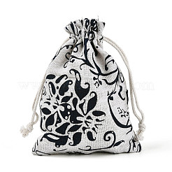 黄麻布製梱包袋ポーチ  巾着袋  プルシアンブルー  17.3~18.2x13~13.4cm&nbsp;ABAG-L005-G02
