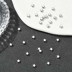 シェグレイス真鍮製スタービーズ  カドミウムフリー＆ニッケルフリー＆鉛フリー  プラチナメッキ  4x4x3mm  穴：1.2mm&nbsp;XGRPCU149-299P