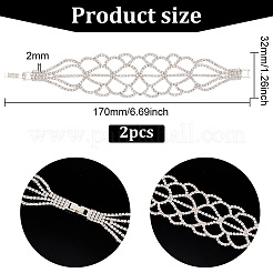 クリスタルラインストーンティアドロップリンクブレスレット2個  女性のための合金ジュエリー  銀  6-3/4インチ（17cm）&nbsp;BJEW-FG0001-01A