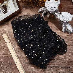 ポリエステル製の鳥かごメッシュカバー  ゴムバンド付き  星の模様  ブラック  400x1500~2200x1mm&nbsp;AJEW-GF0013-61A
