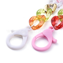 個性的レインボーccbプラスチック＆アクリルカーブチェーンネックレス  眼鏡チェーン  ハンドバッグチェーン  プラスチック製のカニカン付き  ミックスカラー  19.09インチ（48.5cm）&nbsp;NJEW-JN02878