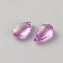 クリアガラスチャーム  ティアドロップチャーム  プラム  14.5x8.5x5mm  穴：1.2mm&nbsp;GLAA-WH0042-55