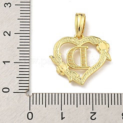 ハート真鍮のペンダント  長持ちメッキ  カドミウムフリー＆鉛フリー  18KGP本金メッキ  文字d  18x20x3mm  穴：3.5x7mm&nbsp;KK-I714-04G-D