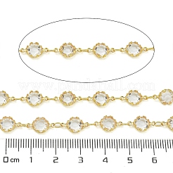 真鍮チェーン  ガラスのリンク付き  カドミウムフリー＆ニッケルフリー＆鉛フリー  花  ハンダ付け  スプールで  18KGP本金メッキ  12x6.5x3mm&nbsp;CHC-B022-08G