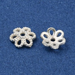 925スターリングシルバービーズキャップ  花  銀  6x1.8mm  穴：1mm  約71個/10g&nbsp;STER-C007-04A-S