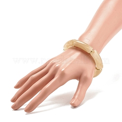 アクリルチューブビーズストレッチブレスレット  真鍮のビーズで  砂茶色  内径：2-1/8インチ（5.5cm）&nbsp;X-BJEW-JB07774-02