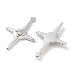 ラックメッキ合金ラインストーンペンダント  鉛フリー＆カドミウムフリー＆ニッケルフリー  スター  プラチナ  34x23x3mm  穴：1.6mm&nbsp;PALLOY-F311-05P