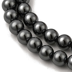 非磁性合成ヘマタイトビーズ連売り  ラウンド  グレードAAA  ブラック  6mm  穴：0.8mm  約67個/連  16インチ&nbsp;X-G-E133-4C