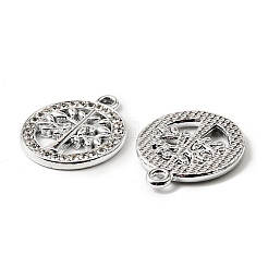 UVメッキ合金ラインストーンペンダント  命の木  プラチナ  20.5x17.5x2mm  穴：1.8mm&nbsp;FIND-A054-08P