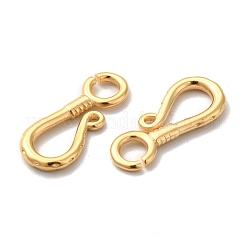 真鍮製のフックの留め金  カドミウムフリー＆鉛フリー  長持ちメッキ  24KGP本金メッキ  19x8x2mm  穴：3mm&nbsp;KK-H442-57G
