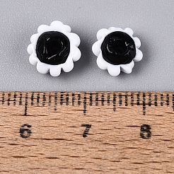 手作りランプワークビーズ連売り  花  ブラック  8~10x5~6.5mm  穴：1.5~2mm  約60個/連  12.20インチ（31cm）&nbsp;LAMP-N042-19A