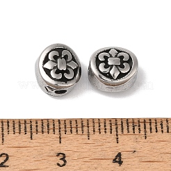 304ステンレススチールビーズ  フルール·ド·リスとフラットラウンド  アンティークシルバー  8x9x6mm  穴：2mm&nbsp;STAS-S129-05P