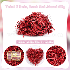 プラスチックシュレッドフィラー2セット  ギフトラッピングとイースターバスケットの充填用  レッド  3x0.1mm  50 G /セッティング&nbsp;DIY-SP0002-23B
