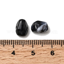 不透明アクリル天然石風ビーズ  ナゲット  ブラック  9x7x5.5mm  穴：1.5mm  約2500個/500g&nbsp;OACR-G061-04J