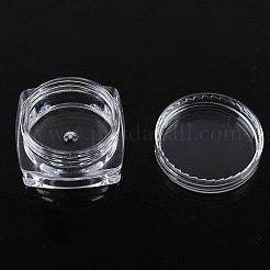 透明なプラスチック製の空のポータブルフェイシャルクリームジャー  小さな化粧品サンプル容器  ねじ蓋付き  コラム  透明  2.8x1.4cm  容量：3g&nbsp;CON-PW0001-001
