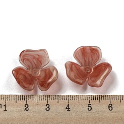 ツートンカラーの不透明アクリルビーズキャップ  グラデーションカラー  花  暗赤色  23x21.5x8.5mm  穴：1.6mm&nbsp;OACR-G034-03C
