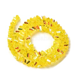 透明ガラスビーズ連売り  多面カット  ABカラー  三角形  きいろ  4~4.5x4~4.5x2.5mm  穴：0.8mm  約128~136個/連  11.10''~12.44''（28.2~31.6センチメートル）&nbsp;EGLA-P061-04A-AB08