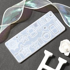 混合形状のペンダントシリコンモールド  レジン型  UVレジンDIY用  エポキシ樹脂イヤリングジュエリー作り  ホワイト  160x68x7mm&nbsp;DIY-YW0006-74