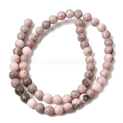 天然ピンクゼブラジャスパービーズ連売り  ラウンド  6mm  穴：1mm  約61個/連  15.2インチ&nbsp;G-P231-01-6mm