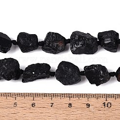 生の粗い天然ブラック トルマリン ビーズ 連売り  ナゲット  9~19x7~15x7~15mm  穴：0.8~1.2mm  約24個/連  14.96~15.35インチ（38~39cm）&nbsp;G-N362-09A-01
