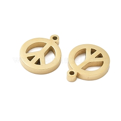 304ステンレススチールチャーム  ピースサインチャーム  14KGP本金メッキ  13x10.5x2mm  穴：1mm&nbsp;STAS-L022-137G