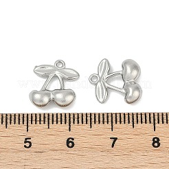 304ステンレススチールチャーム  チェリーチャーム  変色防止  ステンレス鋼色  12.5x11.5x4mm  穴：1.2mm&nbsp;STAS-E500-12P-03