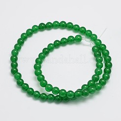天然石&染め加工マレーシアジェイドビーズ連売り  ラウンド  グリーン  6mm  穴：0.8mm  約60個/連  15インチ&nbsp;X-G-A146-6mm-A06