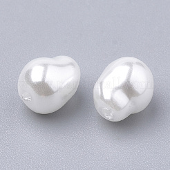 環境に優しいプラスチック模造真珠ビーズ  高い光沢  グレードA  ホワイト  7.5x6mm  穴：1.2mm&nbsp;MACR-T013-17