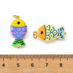 焼き絵の具、ガラス、エナメルペンダント  魚のチャーム  304ステンレススチールオープン丸カン付き  ミックスカラー  23x12.5x6mm  穴：3.5mm&nbsp;PALLOY-JF05998