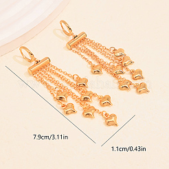 女性用真鍮フレンチフックピアス  ハート  タッセルピアス  18KGP本金メッキ  79x11mm&nbsp;VY6617