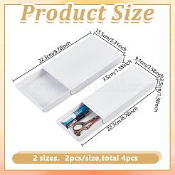 4個 2スタイル プラスチックペン収納ボックス  長方形  ホワイト  221~224x91~135x34~35mm  2個/スタイル&nbsp;AJEW-GO0004-43