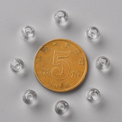 透明なアクリルビーズ  ラウンド  透明  6x5mm  穴：1.8mm  約4400個/500g&nbsp;MACR-S370-A6mm-205-1