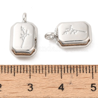 合金ペンダント  長方形  プラチナ  15.5x9x5mm  穴：1.8mm&nbsp;PALLOY-P303-21P-1
