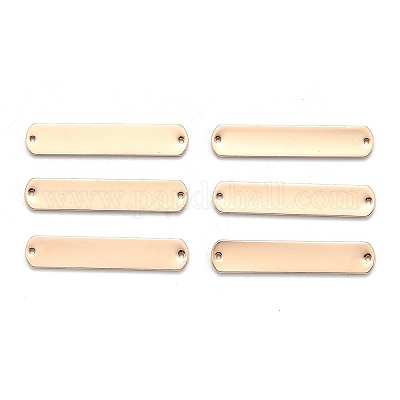 真鍮製コネクター  丸い角  長方形  ライトゴールド  36x7x1mm  穴：1mm  20個/箱&nbsp;KK-BC0001-47KCG-1