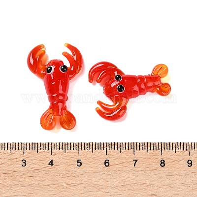手作りランプワークビーズ  エビ  26~33x20.5~22.5x7~8.5mm  穴：2mm&nbsp;LAMP-L078-009B-1