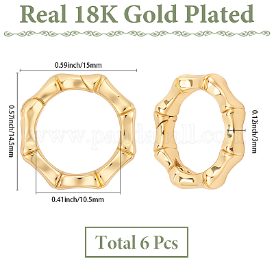 真鍮スプリングゲート留め具6個  リング  18KGP本金メッキ  14.5x15x3mm&nbsp;FIND-SC0020-67C-1
