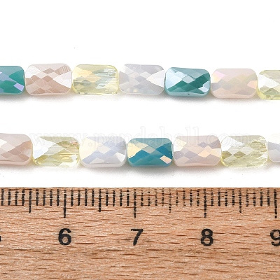 電気メッキガラスビーズセット  長方形  多面カット  グラデーションカラー  ティール  7x4x3.5mm  穴：1mm  約60~63個/連  16.14''~16.92''（41~43センチメートル）&nbsp;EGLA-D300-05-12-1
