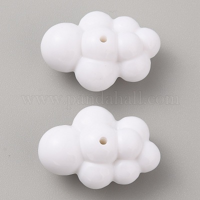 不透明なアクリルビーズ  雲  ホワイトスモーク  33x23x17.5mm  穴：1.8mm&nbsp;SACR-TAC0005-04A-1