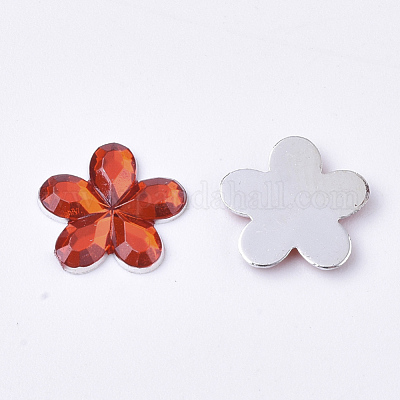 プラスチックカボション  花  レッド  9x9.5x1.5mm  約5000個/袋&nbsp;KY-T012-01J-1
