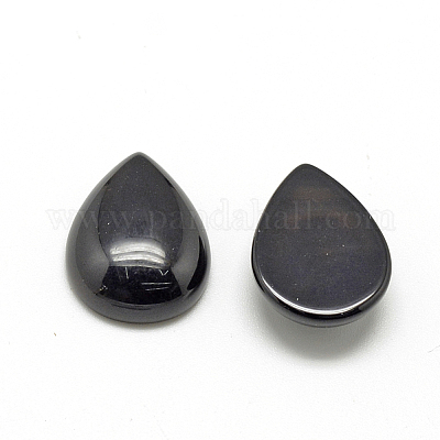 天然石ブラックストーンカボション  ティアドロップ  25x17~18x6mm&nbsp;G-R417-18x25-46-1