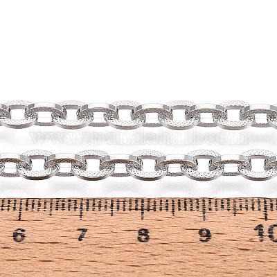 真鍮製アズキチェーン  溶接されていない  スプールで  プラチナ  7x5.5x1.3mm  約32.81フィート（10m）/ロール&nbsp;CHC-T018-40P-1