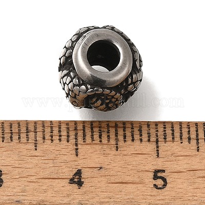 304ステンレススチールヨーロピアンビーズ 大穴ビーズ 蛇のロンデル アンティークシルバー 9.5x9.5mm 穴：4mmの通販 -  PandaHall（パンダホール）