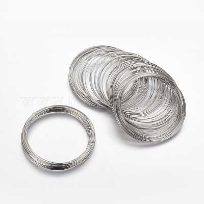 スチール製メモリーワイヤー  ブレスレット作りに  プラチナ  55mm  ワイヤー：0.6mm（22ゲージ）  2200円/ 1000g&nbsp;MW5.5cm-1
