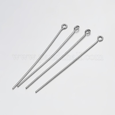 真鍮製9ピン  プラチナ  50mm  穴：2mm  ピン：0.7mm  約2380個/500g&nbsp;KK-E647-21P-50mm-1