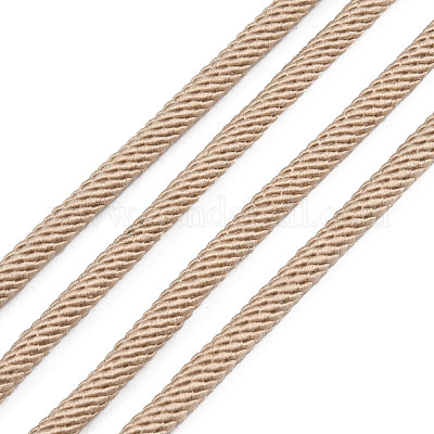編み込みポリエステルコード  淡い茶色  4mm  約21.87ヤード（20m）/ロール&nbsp;OCOR-S109-4mm-08-1