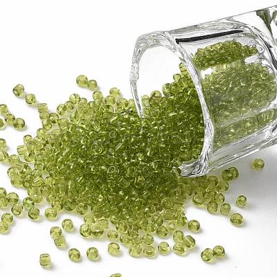 ガラスシードビーズ  トランスペアレント  ラウンド  緑黄  12/0  2mm  穴：1mm  約30000ビーズ/ポンド&nbsp;SEED-A004-2mm-4-1